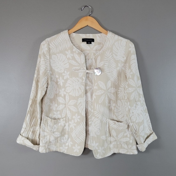 Tahari Jackets & Blazers - Tahari Linen Blend Tropical Print Blazer Size M